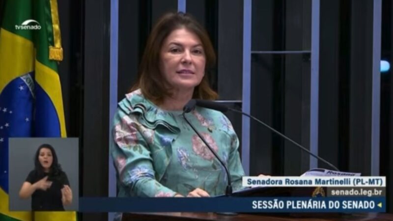 Senadora Rosana Martinelli  faz chamado a reflexão sobre porte de armas, após assassinato de advogado