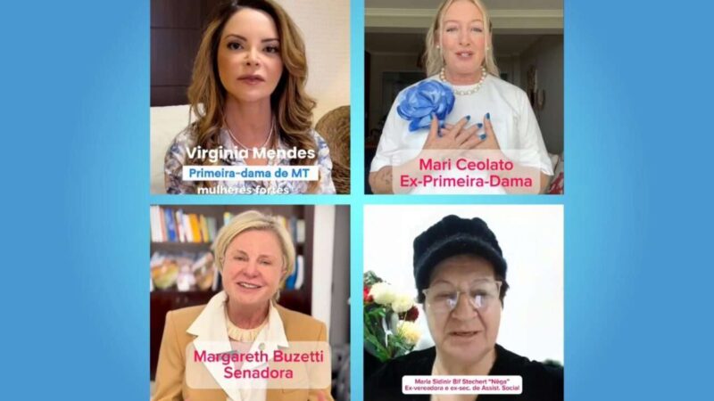Primeira-dama Virgínia Mendes e senadora Margareth Buzetti gravam vídeo de apoio a Miguel Vaz