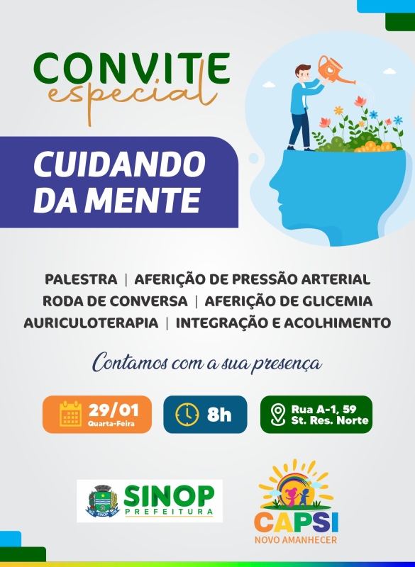 Janeiro Branco: CAPSi promove evento “Cuidando da Mente” aberto à população