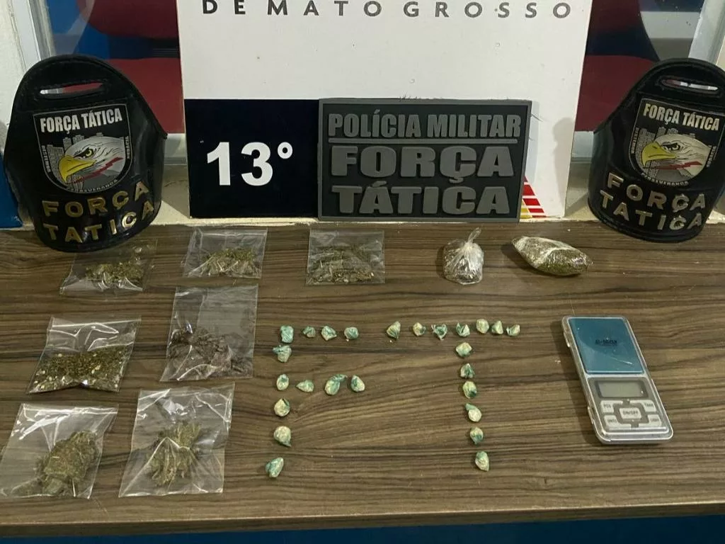 Força Tática prende homem com porções de maconha e pasta base em Lucas do Rio Verde