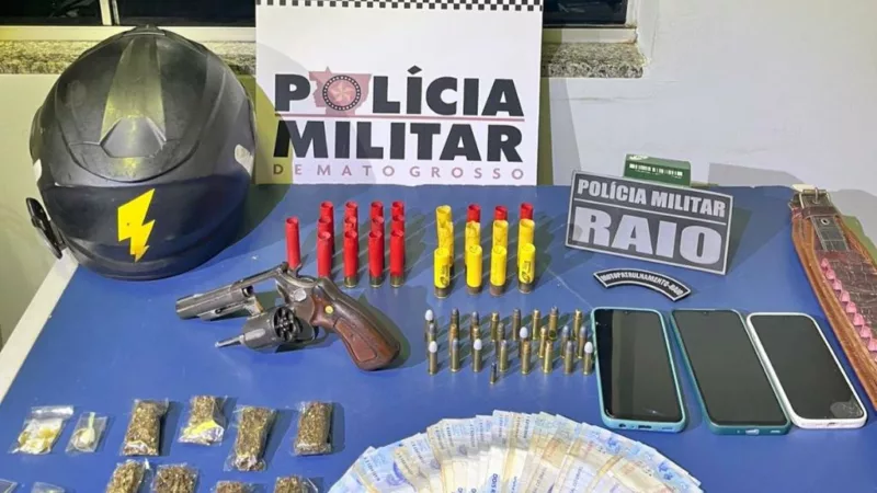 Companhia Raio conduz seis pessoas e apreende arma de fogo e drogas em Sinop