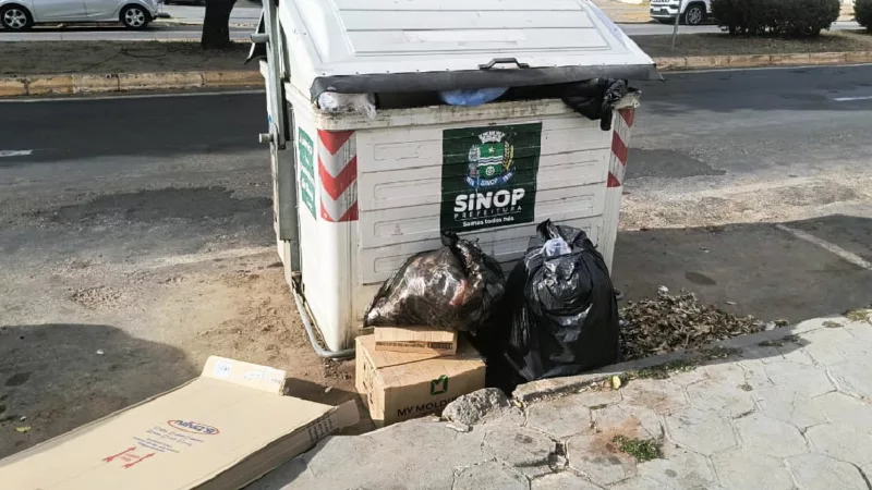 Lixo novamente acumulado no centro de Sinop gera críticas e indignação; empresa se manifesta
