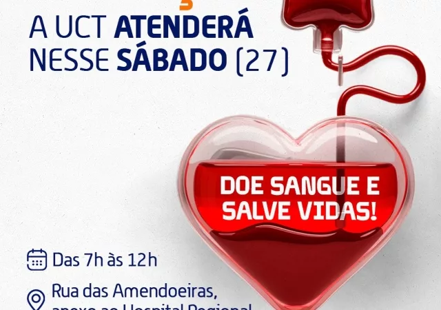 UCT Sinop abre neste sábado (27) para coleta de sangue em atendimento especial