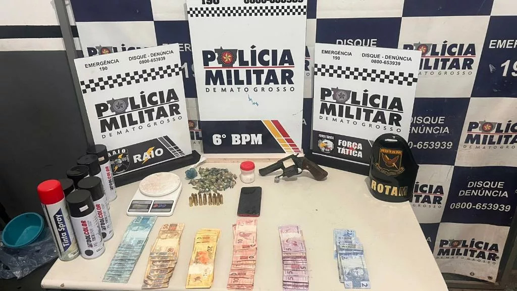 Polícia Militar conduz seis faccionados e apreende drogas e arma de fogo em Cáceres