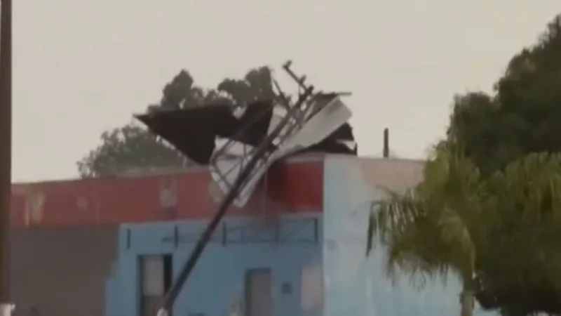 Temporal com granizo causa estragos em Matupá e árvore atingida por raio pega fogo em Peixoto