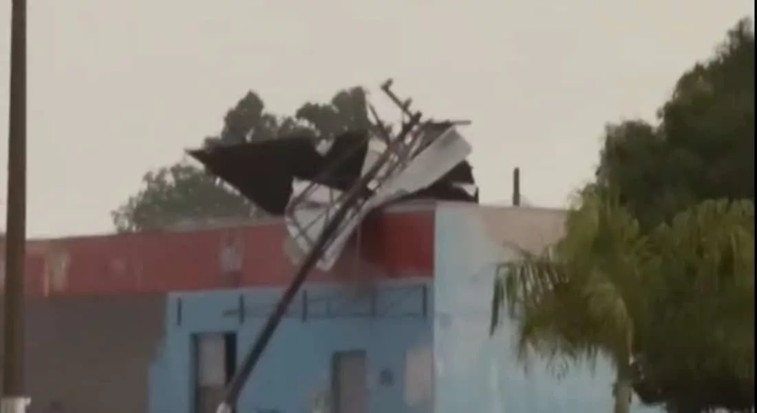 Temporal com granizo causa estragos em Matupá e árvore atingida por raio pega fogo em Peixoto