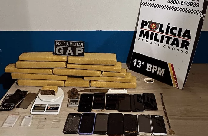 PM apreende mais de 10 tabletes de drogas em Lucas do Rio Verde; 4 presos