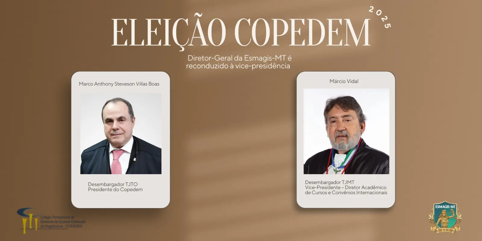 Desembargador Márcio Vidal é reconduzido como vice-presidente do Colégio de Diretores de Escolas