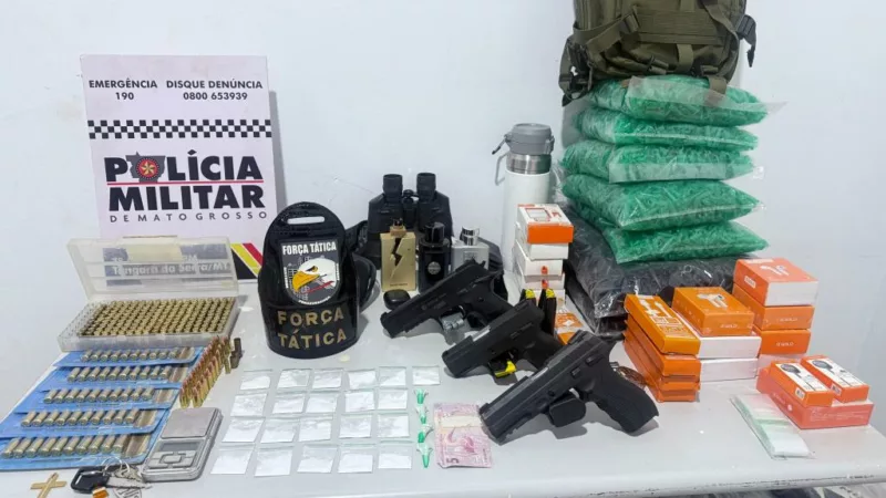 Polícia Militar prende dois faccionados e recupera pistolas, munições e produtos roubados
