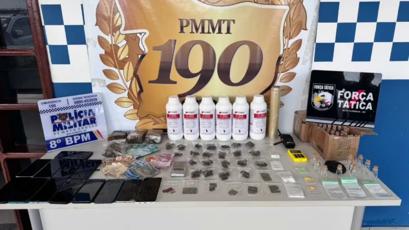 Força Tática prende dois suspeitos e apreende adolescente por tráfico de drogas em Alta Floresta